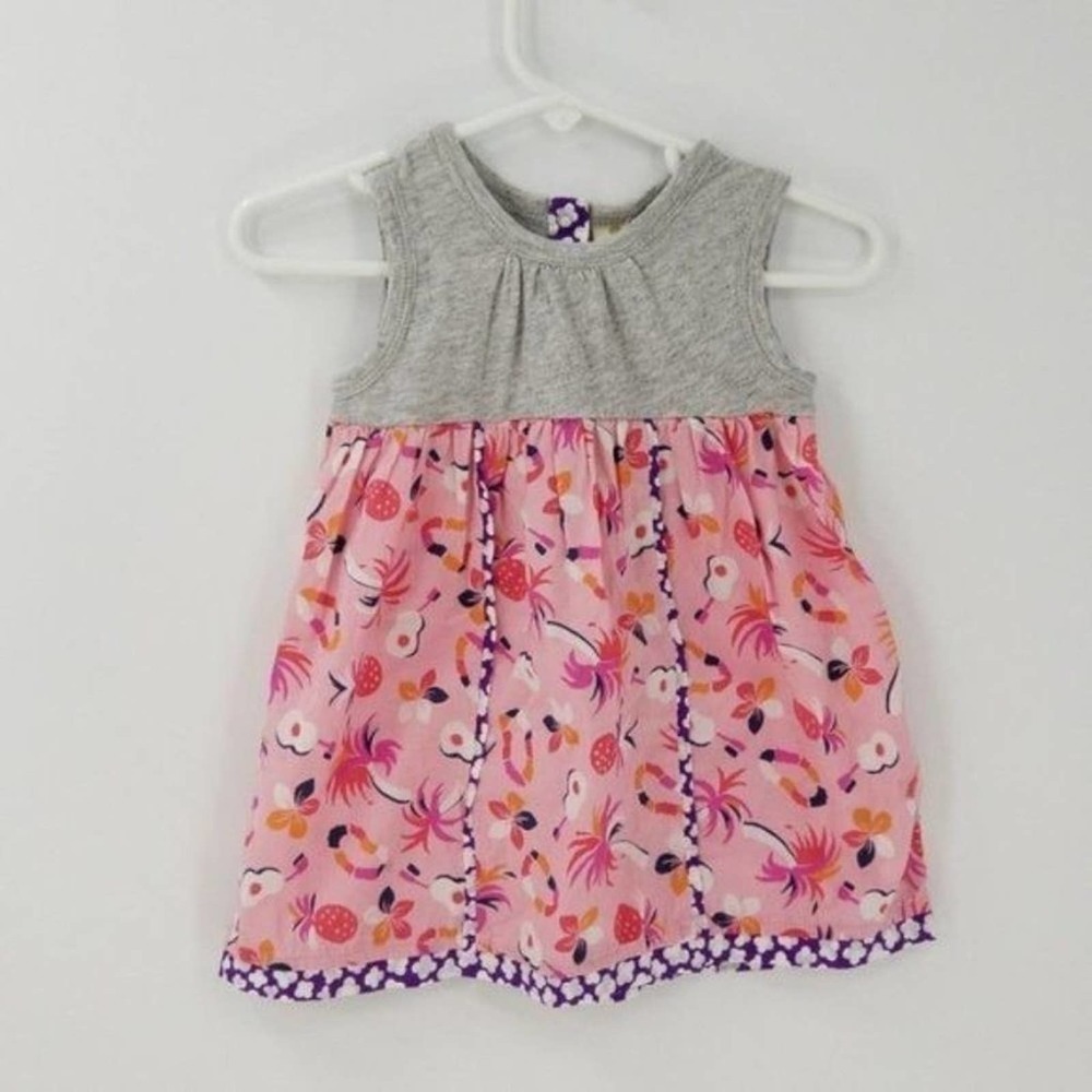 Tucker + Tate Hawaiian Floral Print Tank Dress & Bloomers Size 9m Pink Grey